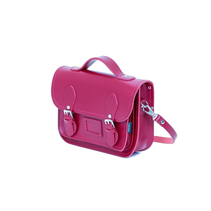 Leather Midi Satchel - Magenta-1