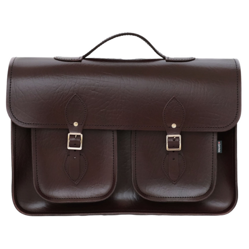 Twin Pocket Executive Handmade Leather Satchel - Marsala Red-0