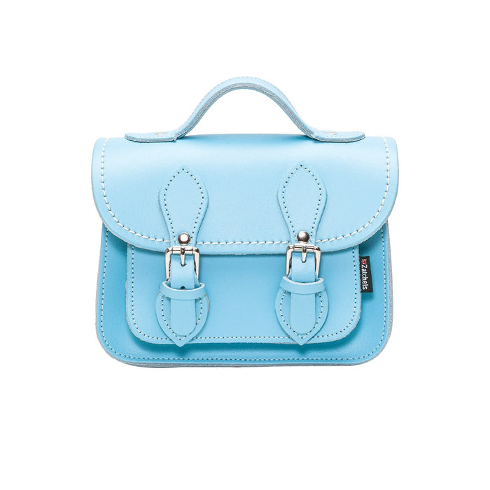 Handmade Leather Micro Satchel - Pastel Baby Blue-0