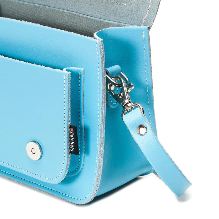 Handmade Leather Micro Satchel - Pastel Baby Blue-2