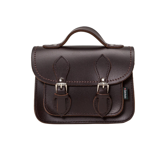 Handmade Leather Micro Satchel - Dark Brown-0