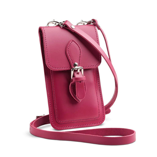 Handmade Leather Mobile Phone Pouch Plus - Magenta-0