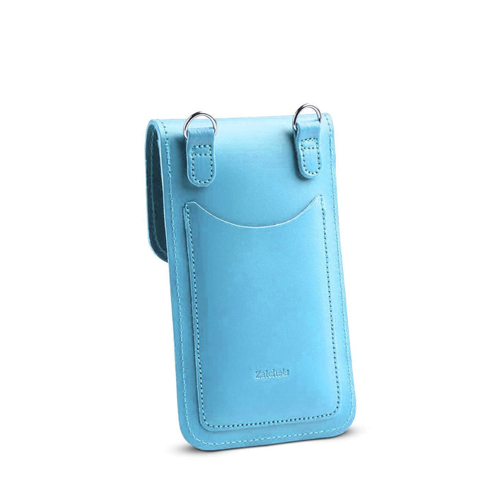 Handmade Leather Mobile Phone Pouch Plus - Pastel Baby Blue-1