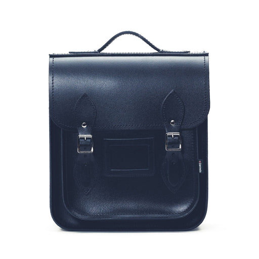 Handmade Leather City Backpack - Navy Blue-0