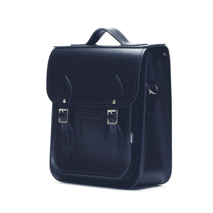 Handmade Leather City Backpack - Navy Blue-1