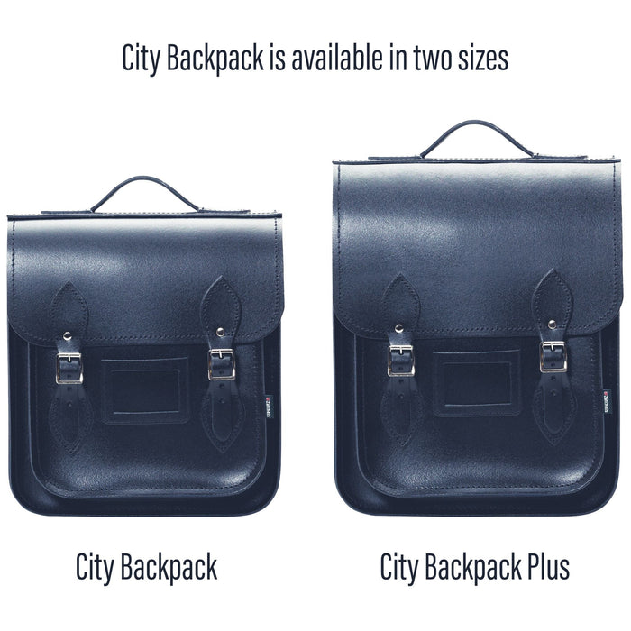 Handmade Leather City Backpack - Navy Blue-3