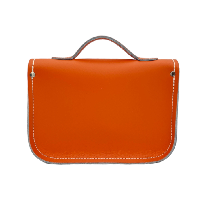 Leather Midi Satchel - Orange-2