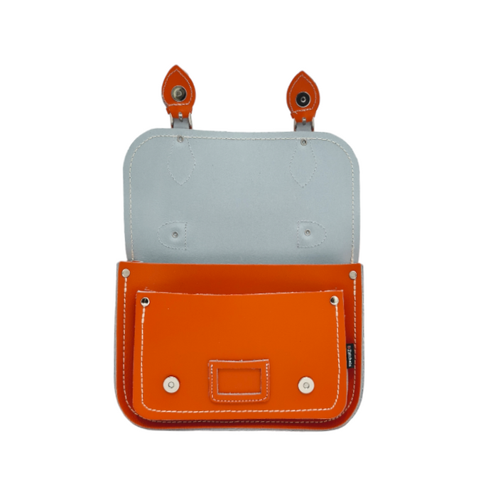 Leather Midi Satchel - Orange-3