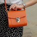 Handmade Leather Sugarcube Handbag - Orange-5