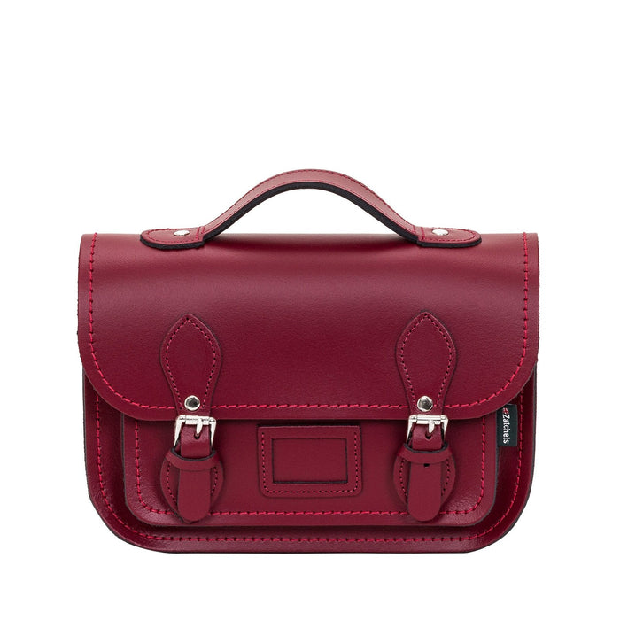 Leather Midi Satchel - Oxblood-0