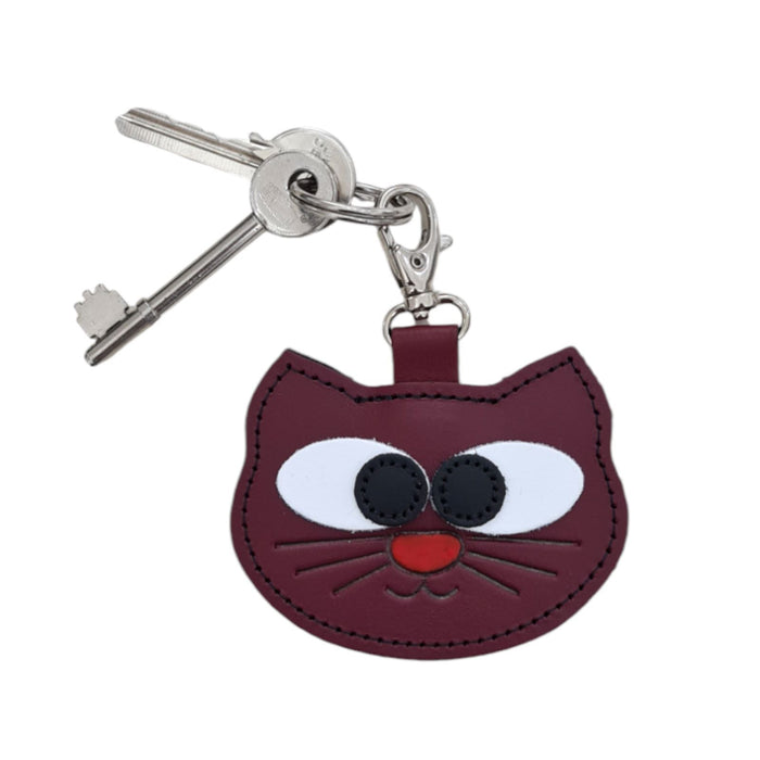 Colourful Cat Bag Charm - Oxblood-1