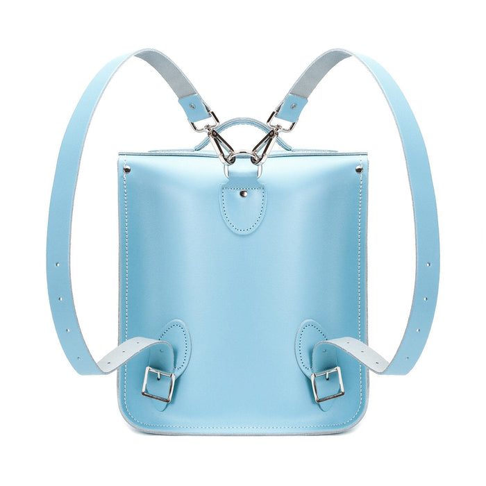 Handmade Leather City Backpack - Pastel Baby Blue-2