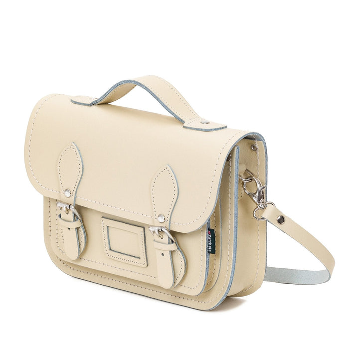 Leather Midi Satchel - Pastel Cream-1