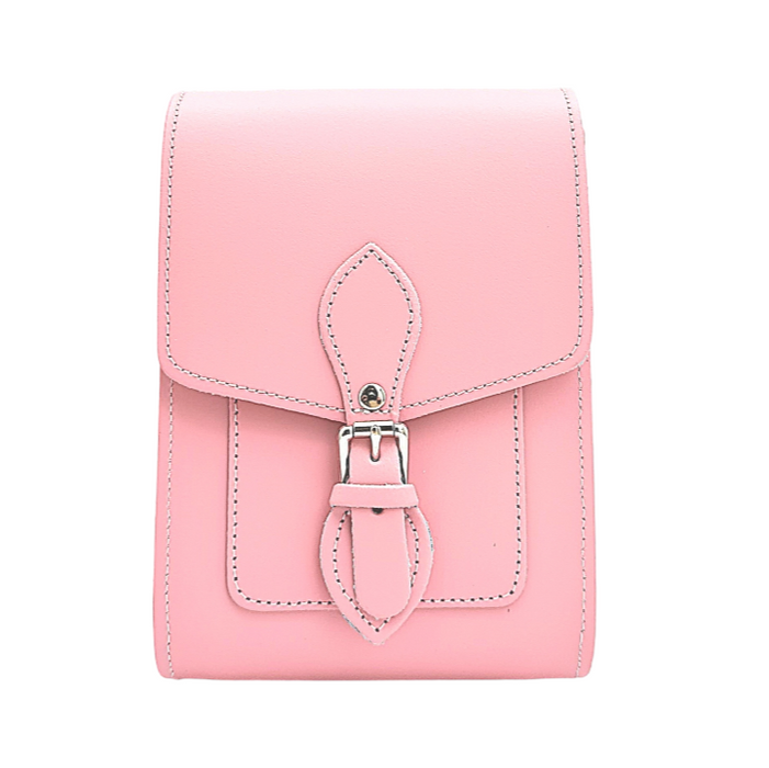 Handmade Leather Festival Phone Bag - Pastel Pink-1