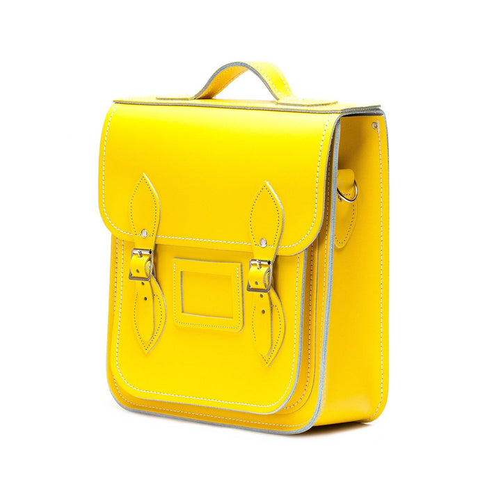 Handmade Leather City Backpack - Pastel Daffodil Yellow-1