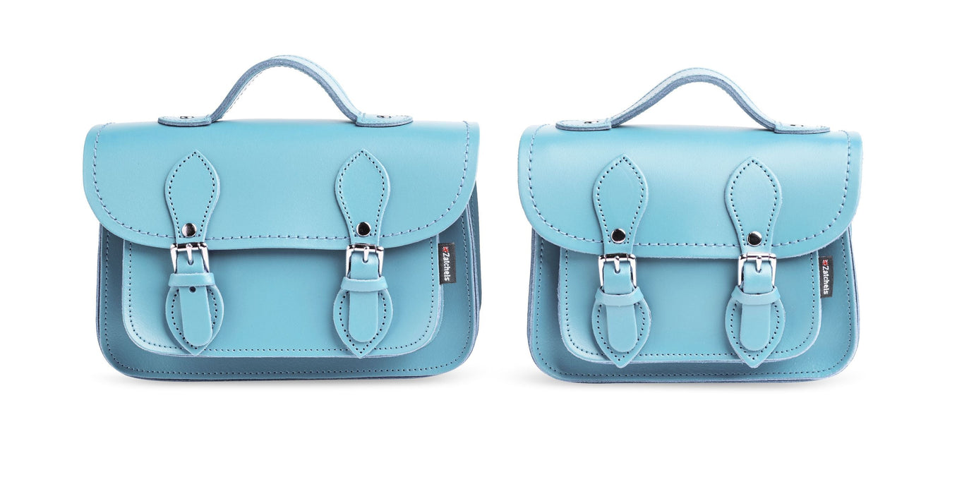 Handmade Leather Micro Satchel - Pastel Baby Blue-4