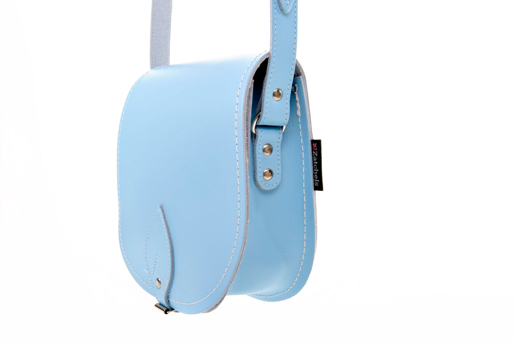 Handmade Leather Saddle Bag - Pastel Baby Blue-1