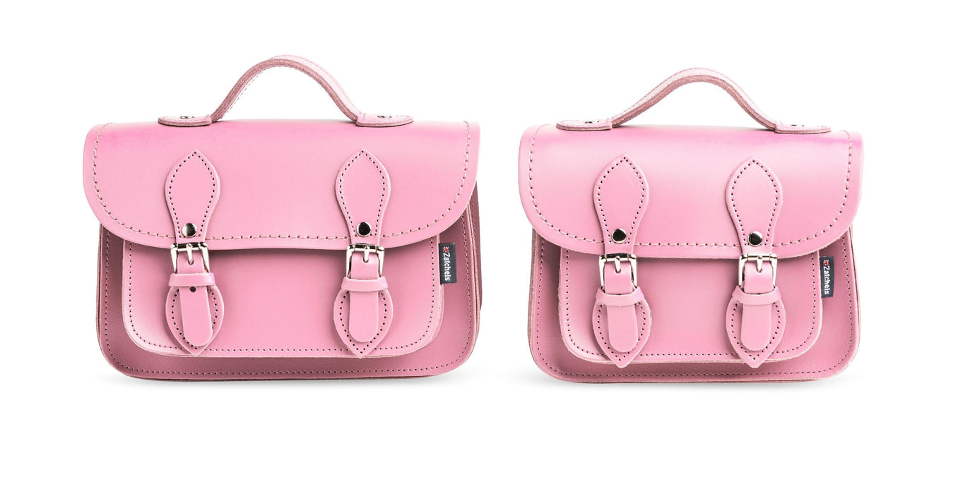 Handmade Leather Micro Satchel - Pastel Pink-2