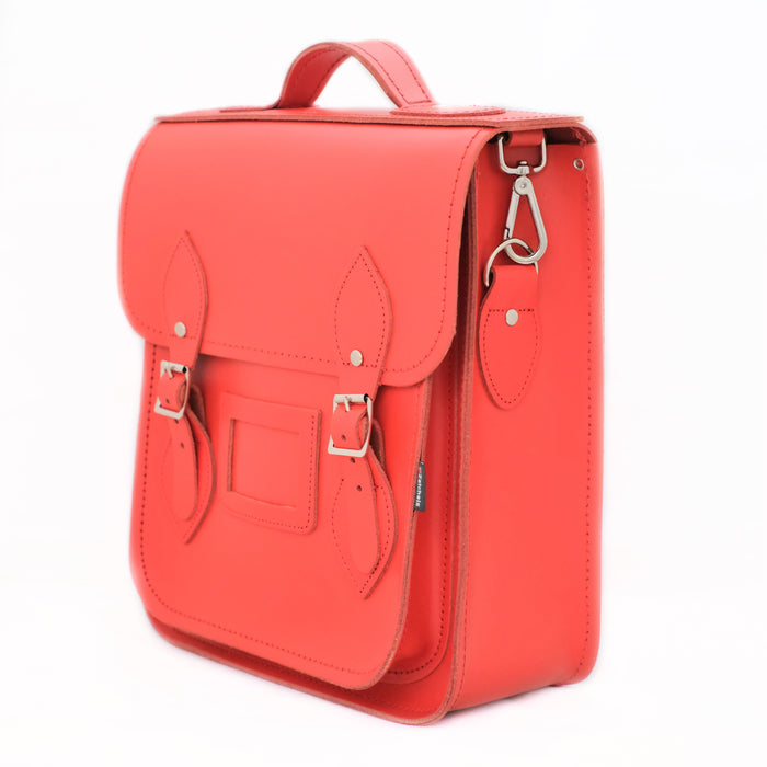 Handmade Leather City Backpack - Pillar Box Red-1
