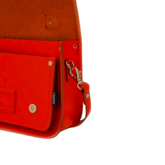 Leather Midi Satchel - Pillar Box Red-2