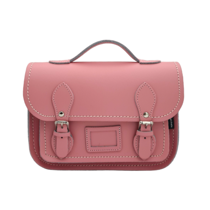 Leather Midi Satchel - Pastel Pink-0