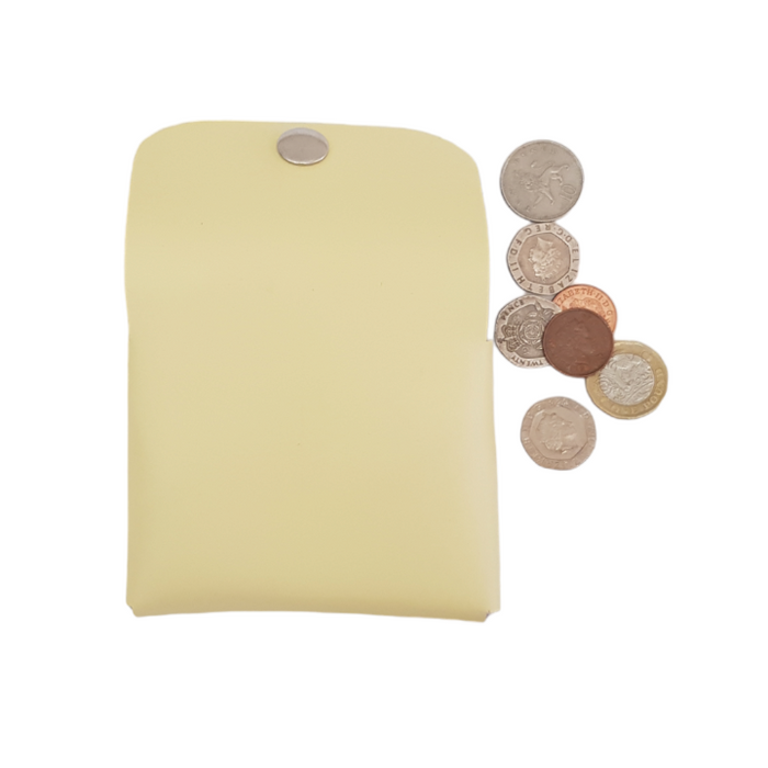 Handmade Leather Simple Coin Purse - Primrose - Yellow-3