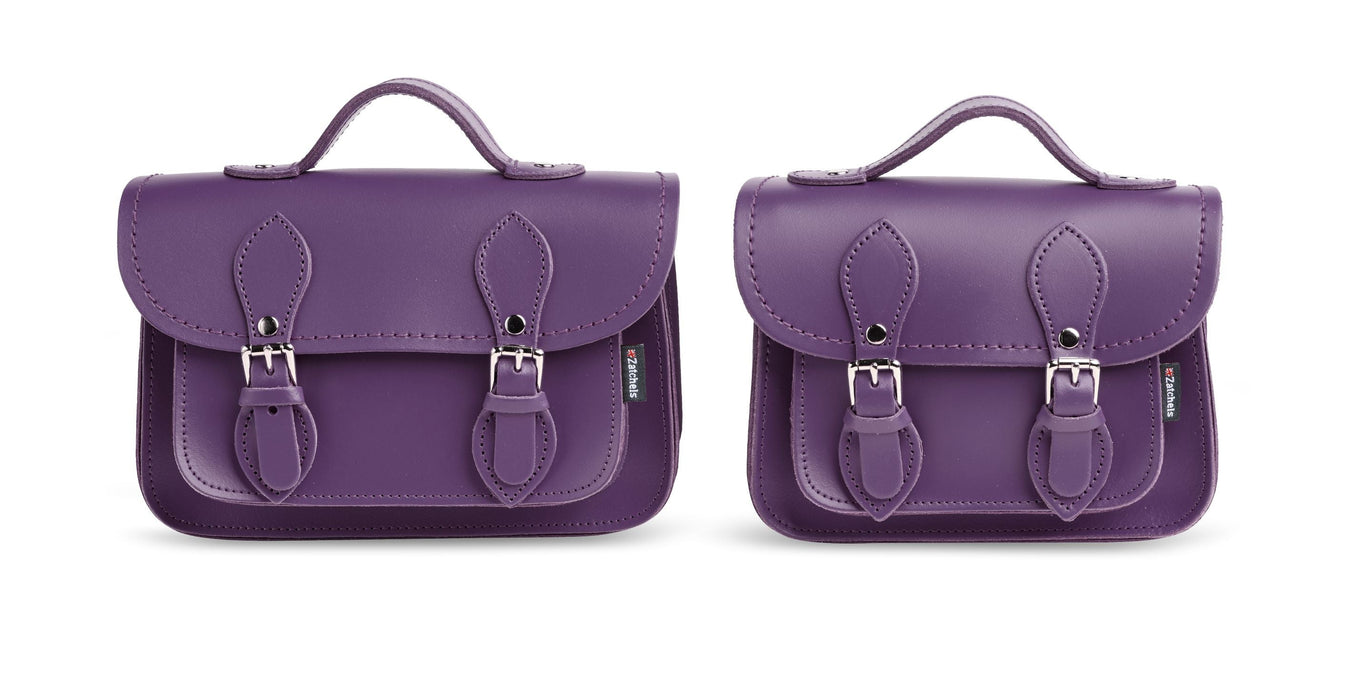 Handmade Leather Micro Satchel - Purple-4