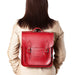Handmade Leather City Backpack - Red-4