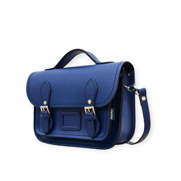 Leather Midi Satchel - Royal Blue-1