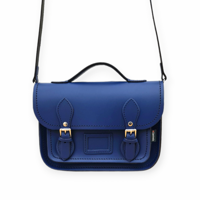 Leather Midi Satchel - Royal Blue-2