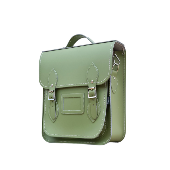 Handmade Leather City Backpack - Sage Green-3