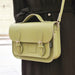 Leather Midi Satchel -  Sage -Green-3