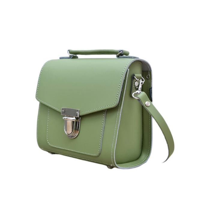 Handmade Leather Sugarcube Handbag - Sage - Green-4