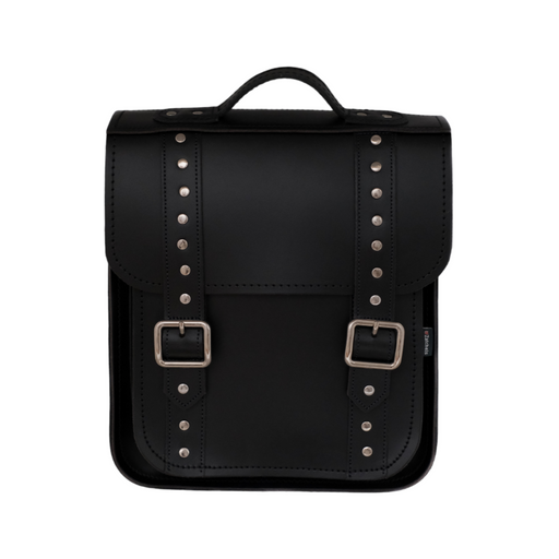 Handmade Leather City Backpack - Black Gothic Studded-0