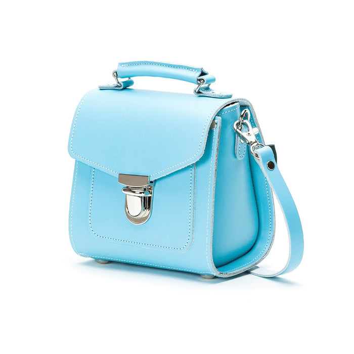 Handmade Leather Sugarcube Handbag - Pastel Baby Blue-1