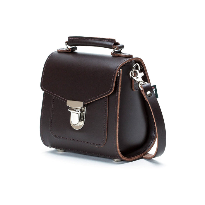 Handmade Leather Sugarcube Handbag - Dark Brown-1
