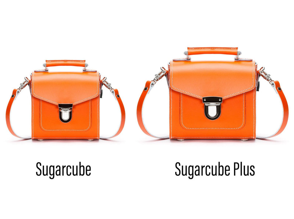 Handmade Leather Sugarcube Handbag - Orange-4