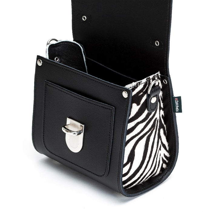 Handmade Leather Sugarcube Handbag - Zebra-1