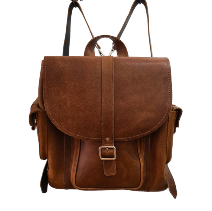 Men's Leather Tannery Backpack - Tan-1