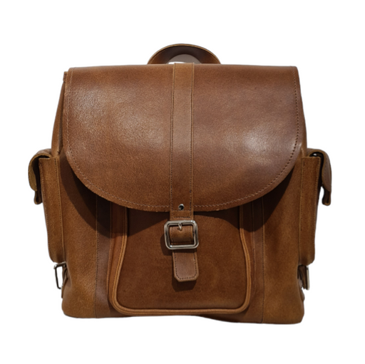 Men's Leather Tannery Backpack - Tan-0