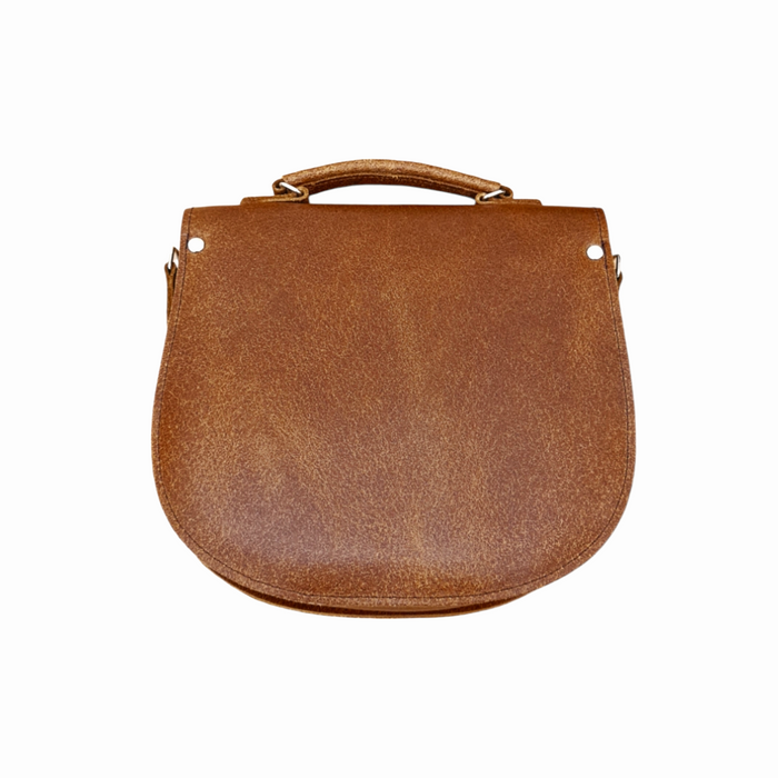 Handmade Tannery Leather Saddle Bag - Tan-4