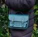 Leather Midi Satchel - Teal-4