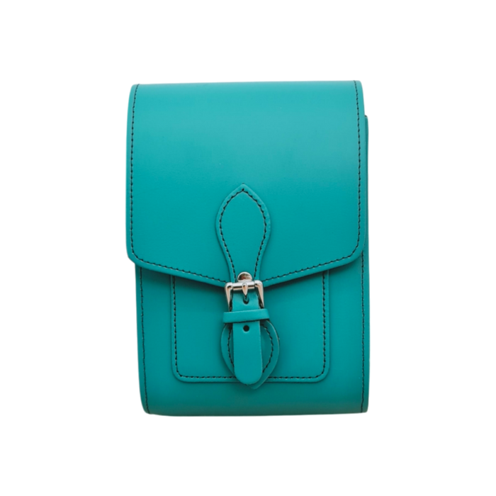 Handmade Leather Festival Phone Bag - Teal-1