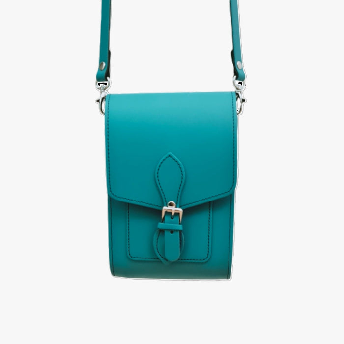 Handmade Leather Festival Phone Bag - Teal-3