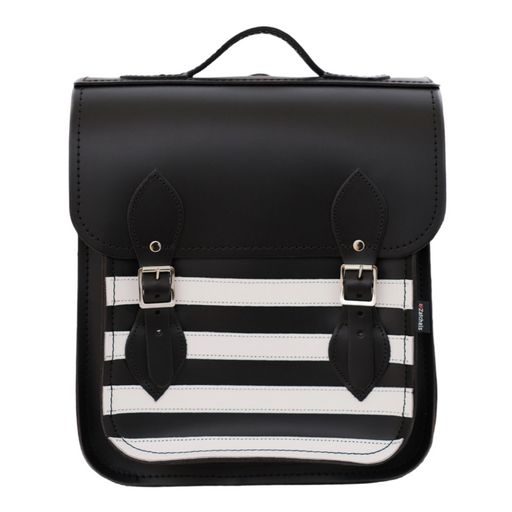 Handmade Leather City Backpack - Gothic Striped White & Black-0