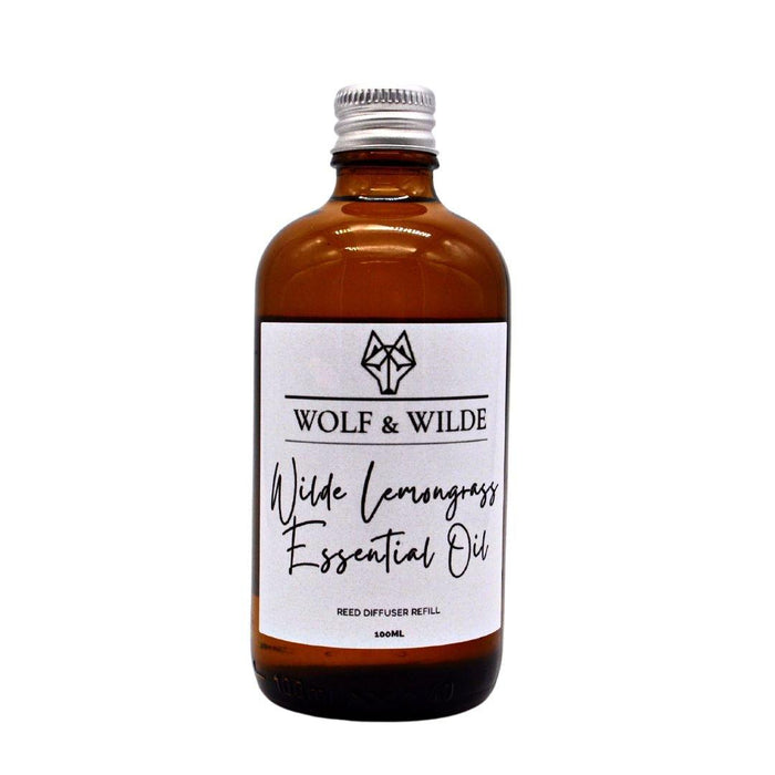 Wilde Lemongrass Essential Oil 100ML Luxury Reed Diffuser Refill In Amber Glass Bottle-1