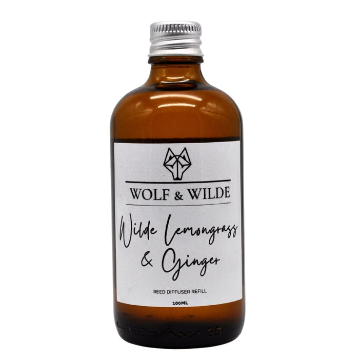 Wilde Lemongrass & Ginger 100ML Luxury Reed Diffuser Refill In Amber Glass Bottle-1