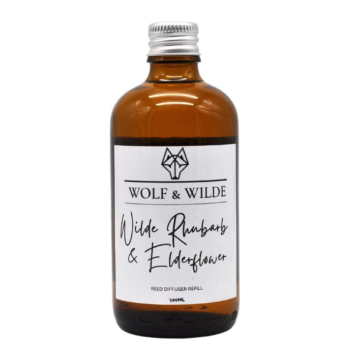 Wilde Rhubarb & Elderflower 100ML Luxury Reed Diffuser Refill In Amber Glass Bottle-1