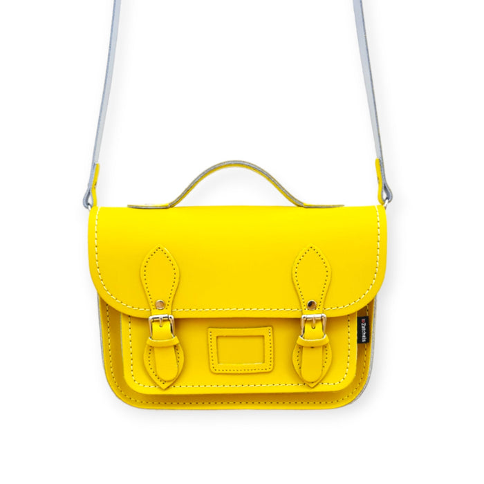 Leather Midi Satchel - Pastel Daffodil Yellow-2