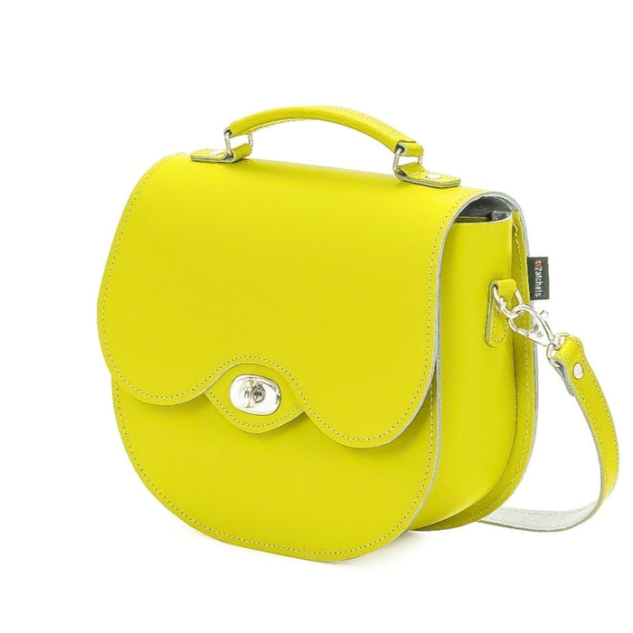 Handmade Leather Twist Lock Saddle Bag - Pastel Daffodil Yellow-1